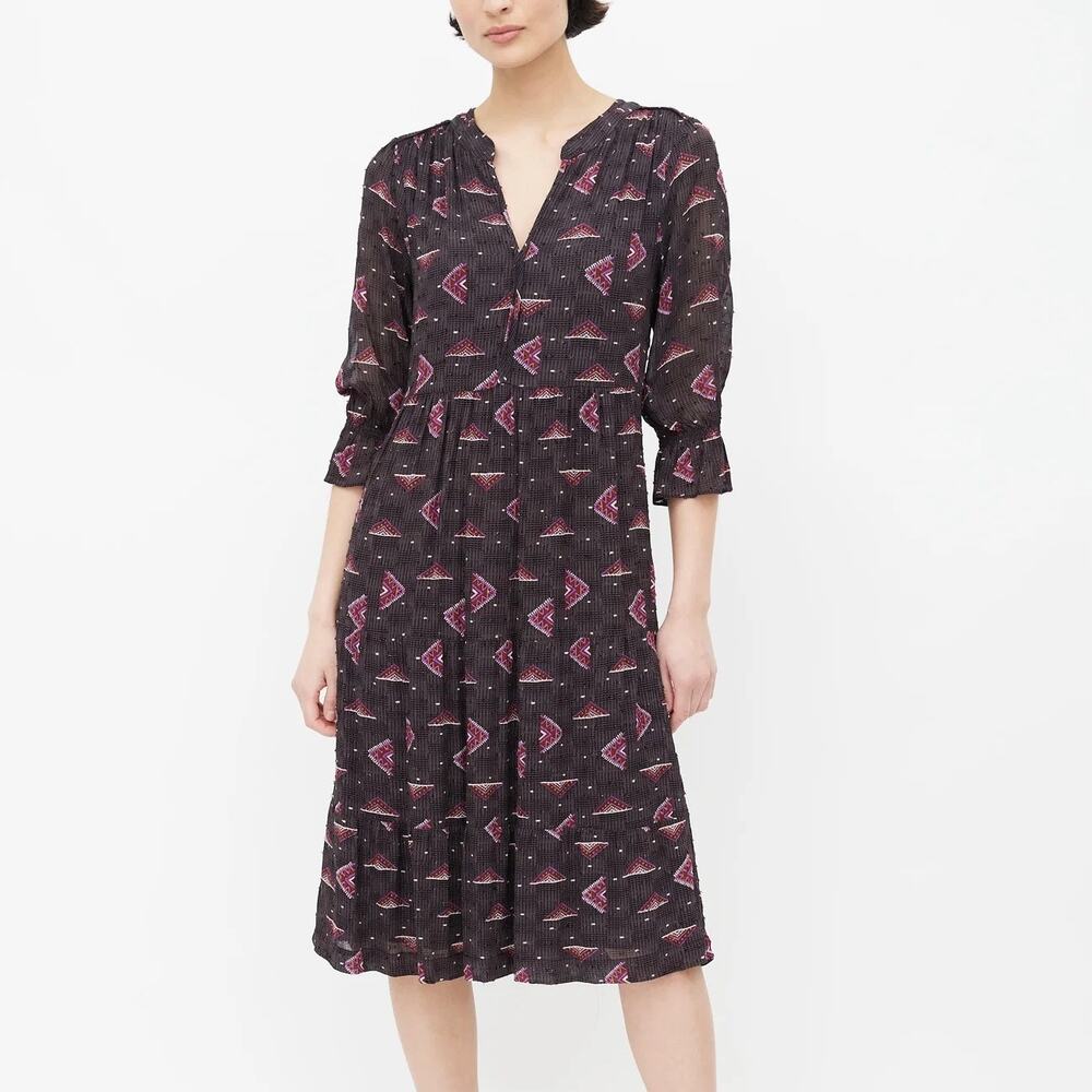 BA&SH Calliope Printed Midi Dress Purple Large L